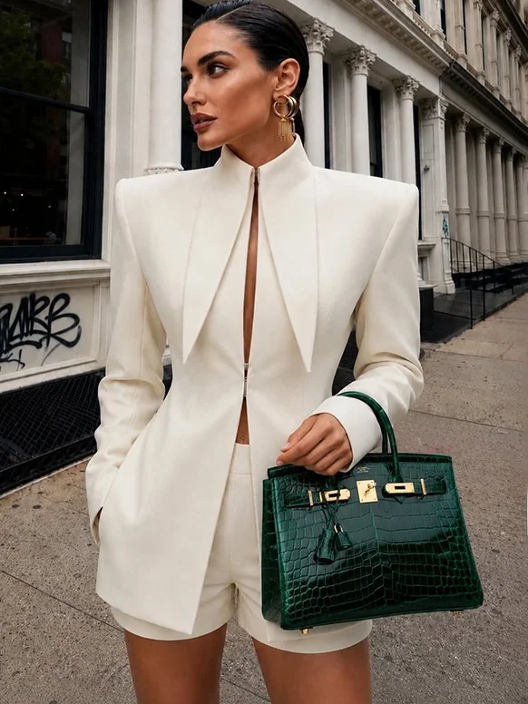 Elegant Slimming Design Women's Suit Fashionable Waist-Cinching Style Autumn 2026 New Arrival High-Quality Polyester Material