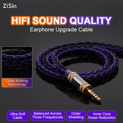 ZiSin-21 8-Core Five Element+Single Crystal Silver Palladium Plated Earphone Upgrade Cable With 4.4mm IE900 2PIN For M5 Olina
