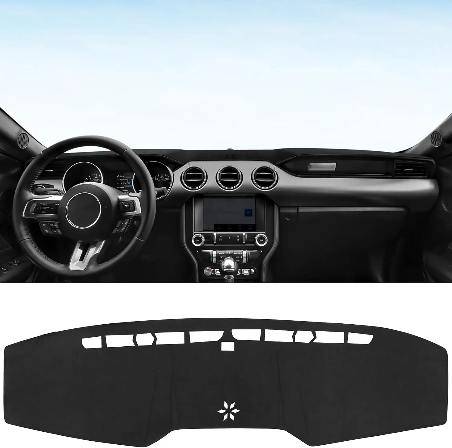 Фланелевый чехол для приборной панели, коврик на заказ, подходит для Ford Mustang 2015-2023, автомобильный коврик для приборной панели, аксессуары для интерьера, черный