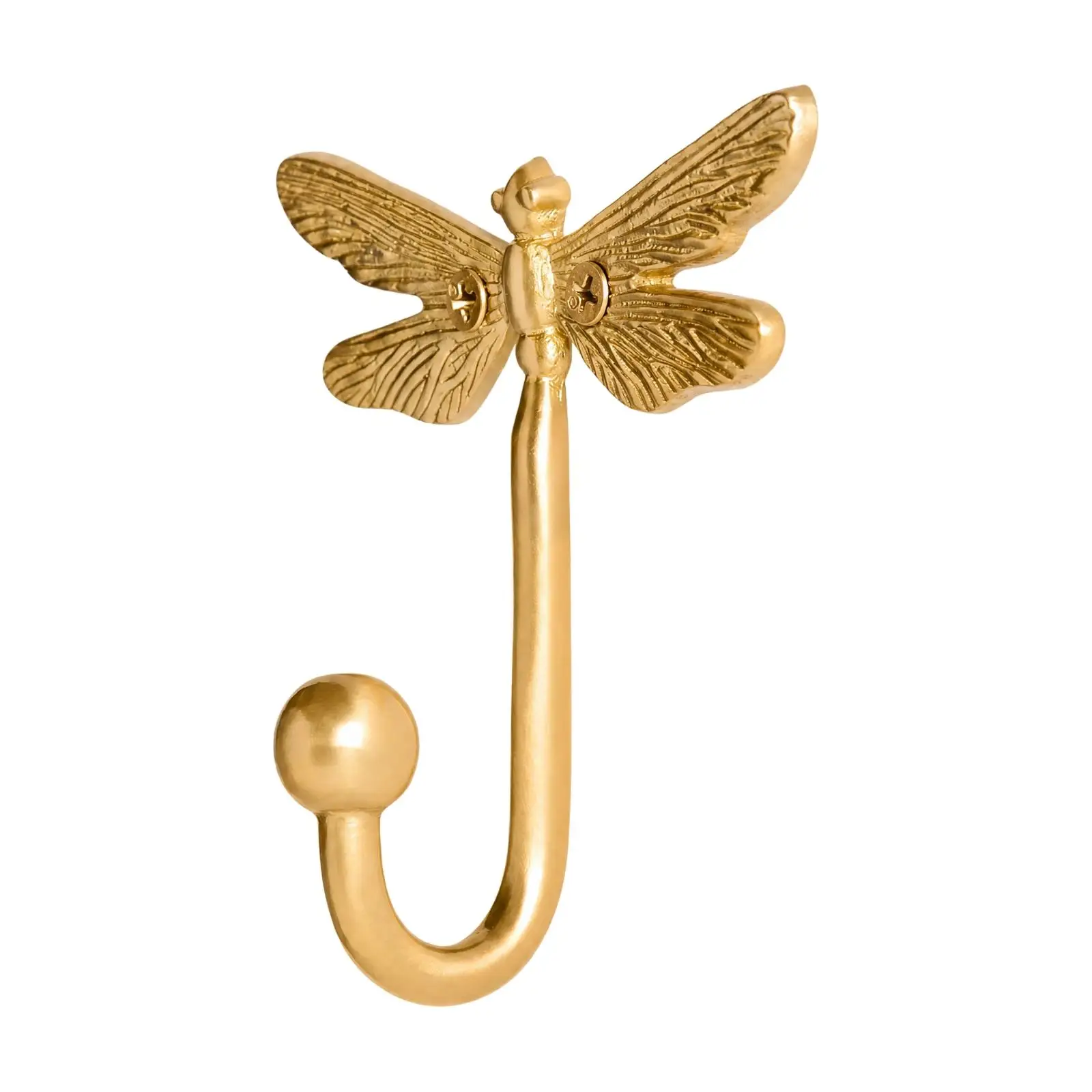 Brass Hook with Dragonfly Motif Golden Brass Dragonfly Hook Versatile Decorative Washroom Hanger for Powder Room