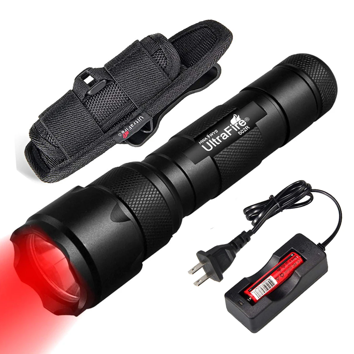 UltraFire 502R Zoom Red LED Flashlight Waterproof Red Light Indicator Zoomable Lantern Flashlight Outdoor Hunting Tactical Torch