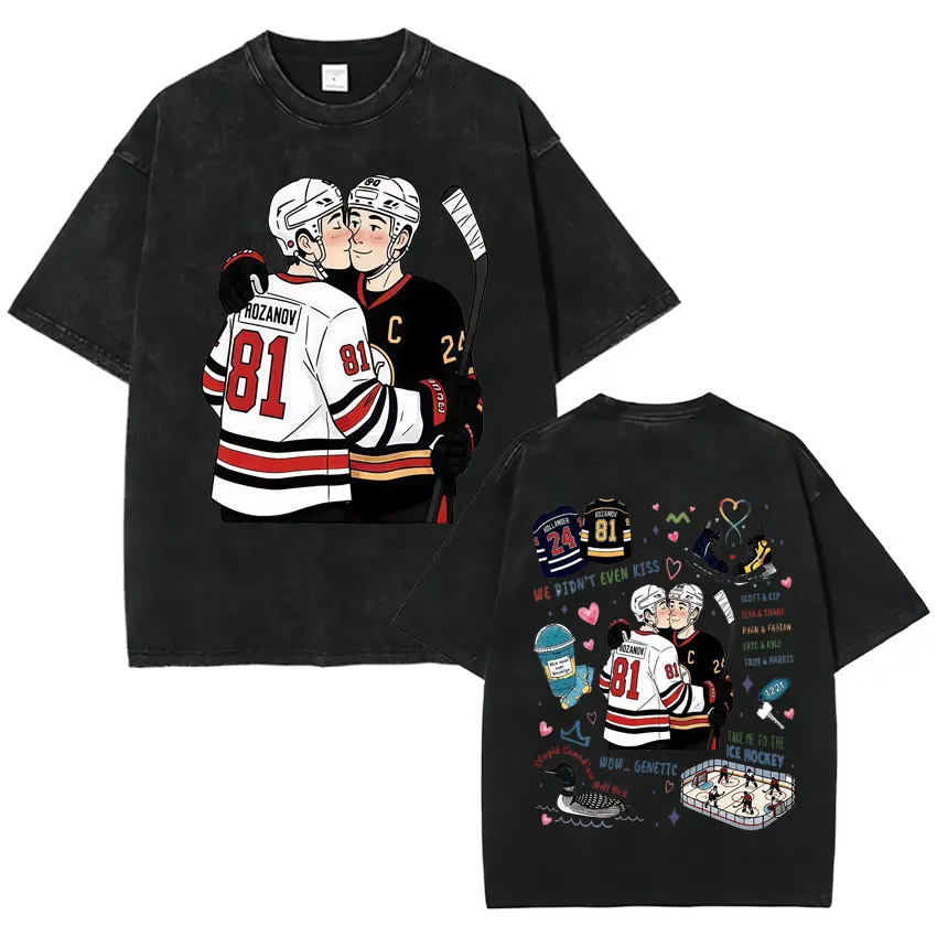 

Футболка с принтом «Heated Rivalry» (Илья Розанов 81, Шейн Холландер 24), винтажная, с эффектом потертости, унисекс, оверсайз, хлопок, ретро-стиль