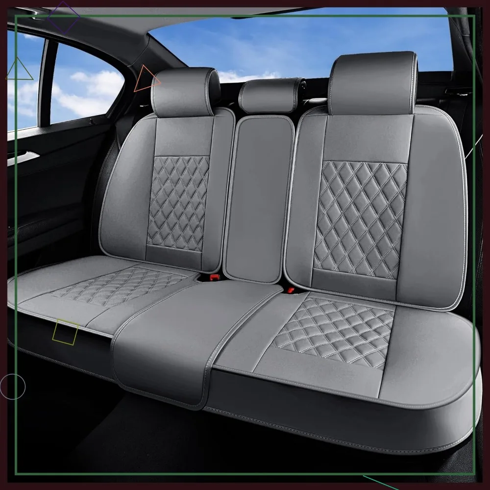 

Universal Gray Rear Seat Cover, Split Bench Design with Non-Slip, Fits Most Cars SUVs Trucks