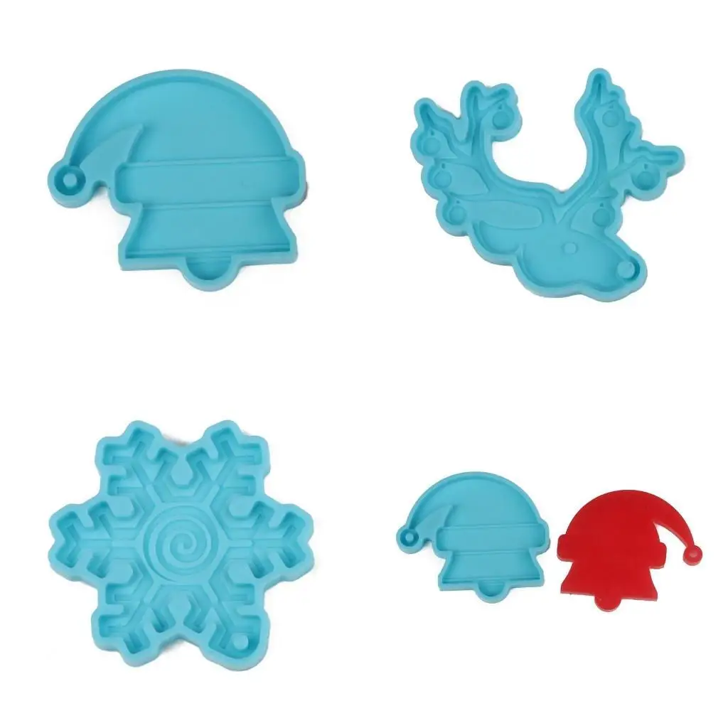 

J78F Shiny Silicone Mold Christmas Socks Keychain Epoxy Resin Mold DIY Keychain Jewelry for Christmas Day Gift Craft