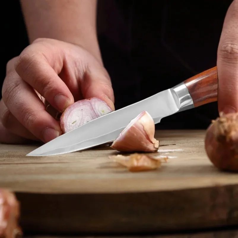 Multipurpose Utility Knife Wood Handle Meat Cleaver Boning Knife Sharp Blade Kitchen BBQ Fish Household Cooking Paring Knife