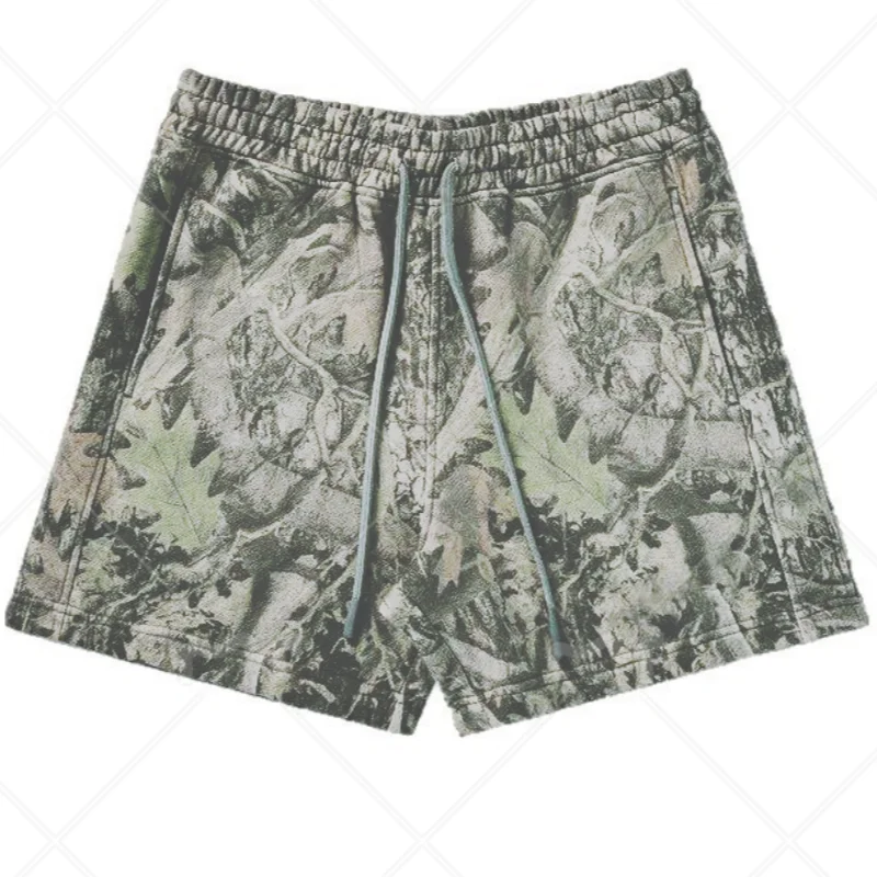 Men'S Casual Athletic Camouflage Print Shorts Outdoor Fitness Branches And Leaves Print Shorts Summer Running Casual Shorts