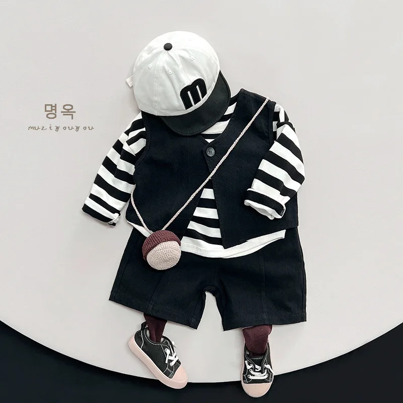 子供用秋ショーツ 2025 男の子と女の子用 韓国版 日本のトレンディなキッズ 7 パートパンツ 多用途ワイドレッグパンツ