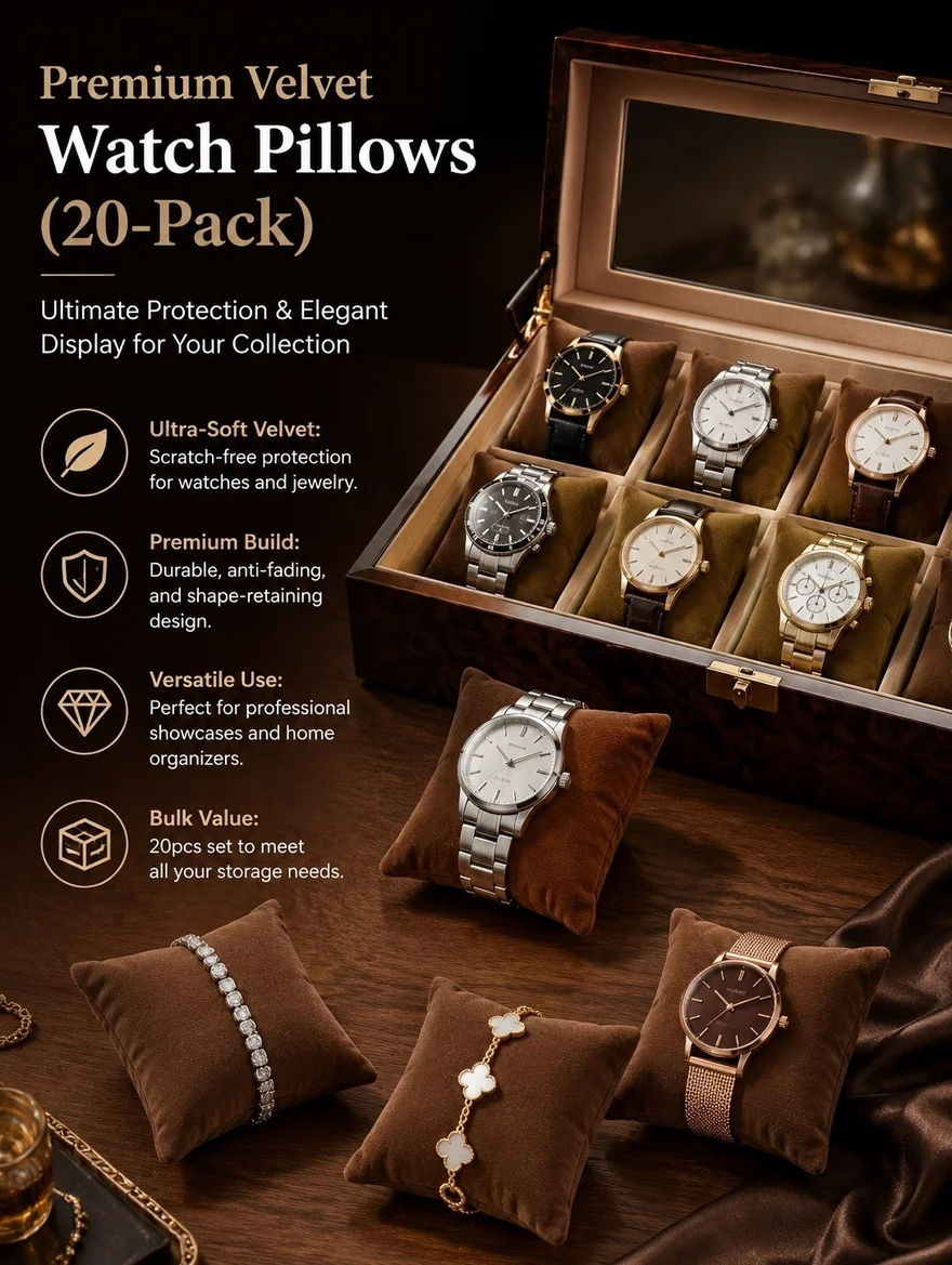 20Pcs Small Watch Pillow High Density Foam Display Cushion for Watch Storage Protection and Elegant Jewelry Presentation Display