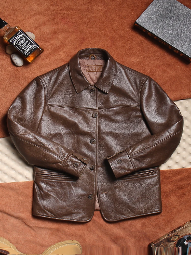 

Thiened Cotton Long Leather Jaet Double Collar Single Button Men's Faion Urban Barons Busin Casual Sle Winter Coat