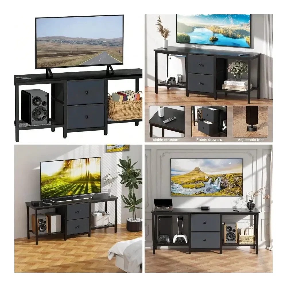 

Stand Suitable TVs To 55 Inches, Entertainment Center With Storage Drawers And Shelves, Media Console Table Living Room And