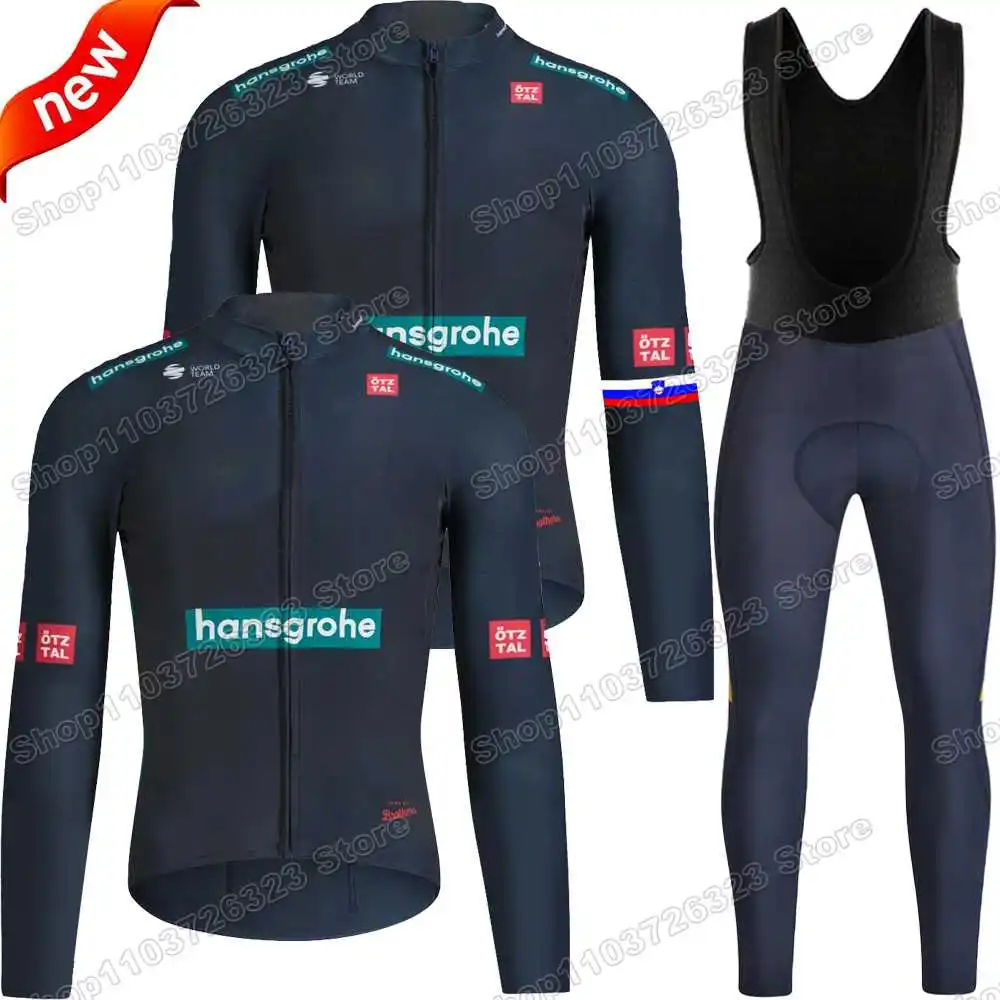 2024 Team Hansgrohe Cycling Jersey Autumn Winter Set France Tour Primož Roglič Clothing Men Road Bike Jacket Suit Bib Tights