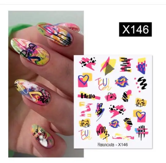 1pc arte abstrata dia dos namorados palavras de amor adesivos de unhas colorido néon pintura a óleo decoração da arte do prego super fino adesivo sliders