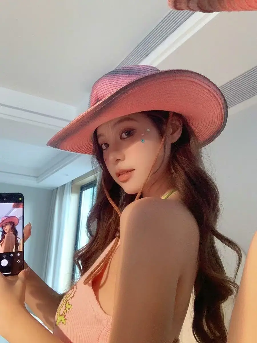 ラインストーンカウボーイハットわら製ウエスタンハット女性男性用カウガールパーティービーチヴィンテージカウボーイアクセサリーフェスティバルレイブカントリーミュージック