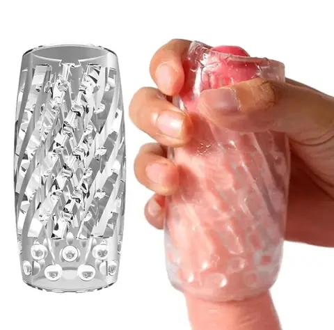 Crystal Clear TPE Male Masturbation Cup Waterproof Men Masturbator Ejaculation Delayed Trainer Soft Adult Sex Toy