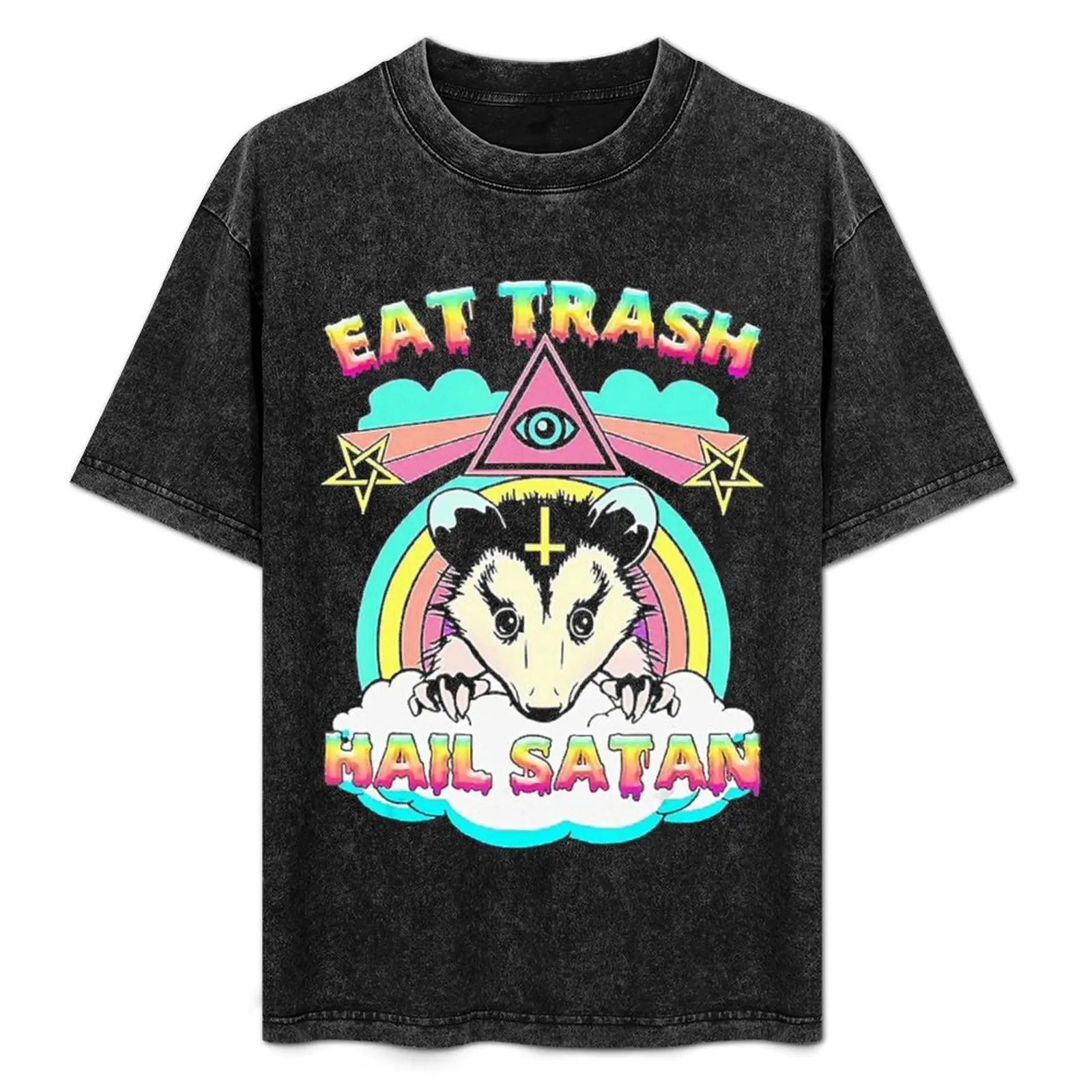 

Eat Trash Hail Satan Raccoon T-Shirt shirts graphic oversized graphic tee graphic shirts korean fashion black t-shirts for men