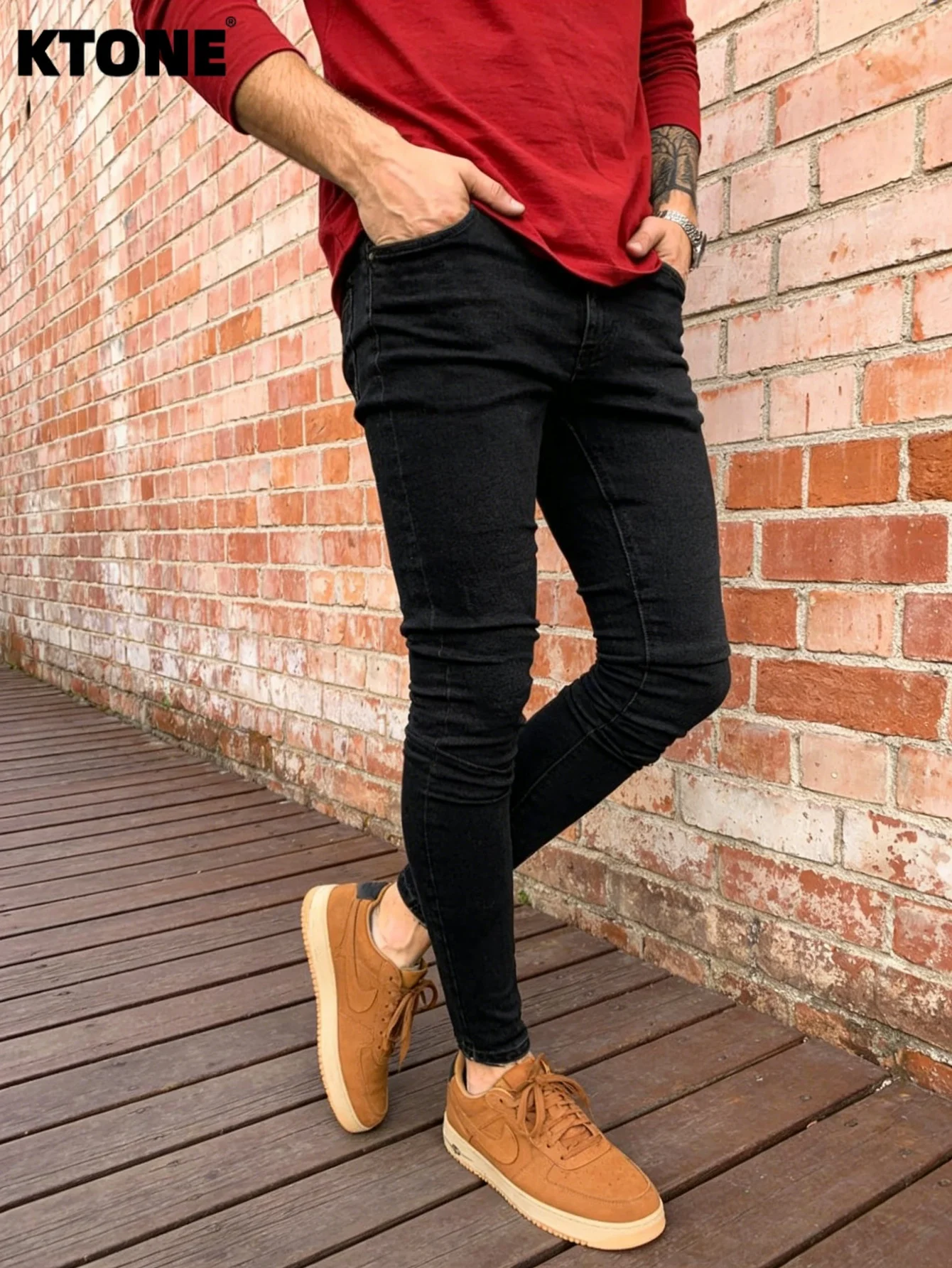 

Modern Black Men's Skinny Jeans For Man Original Y2K Drip Fashion Denim Pants No accessories or belts included
