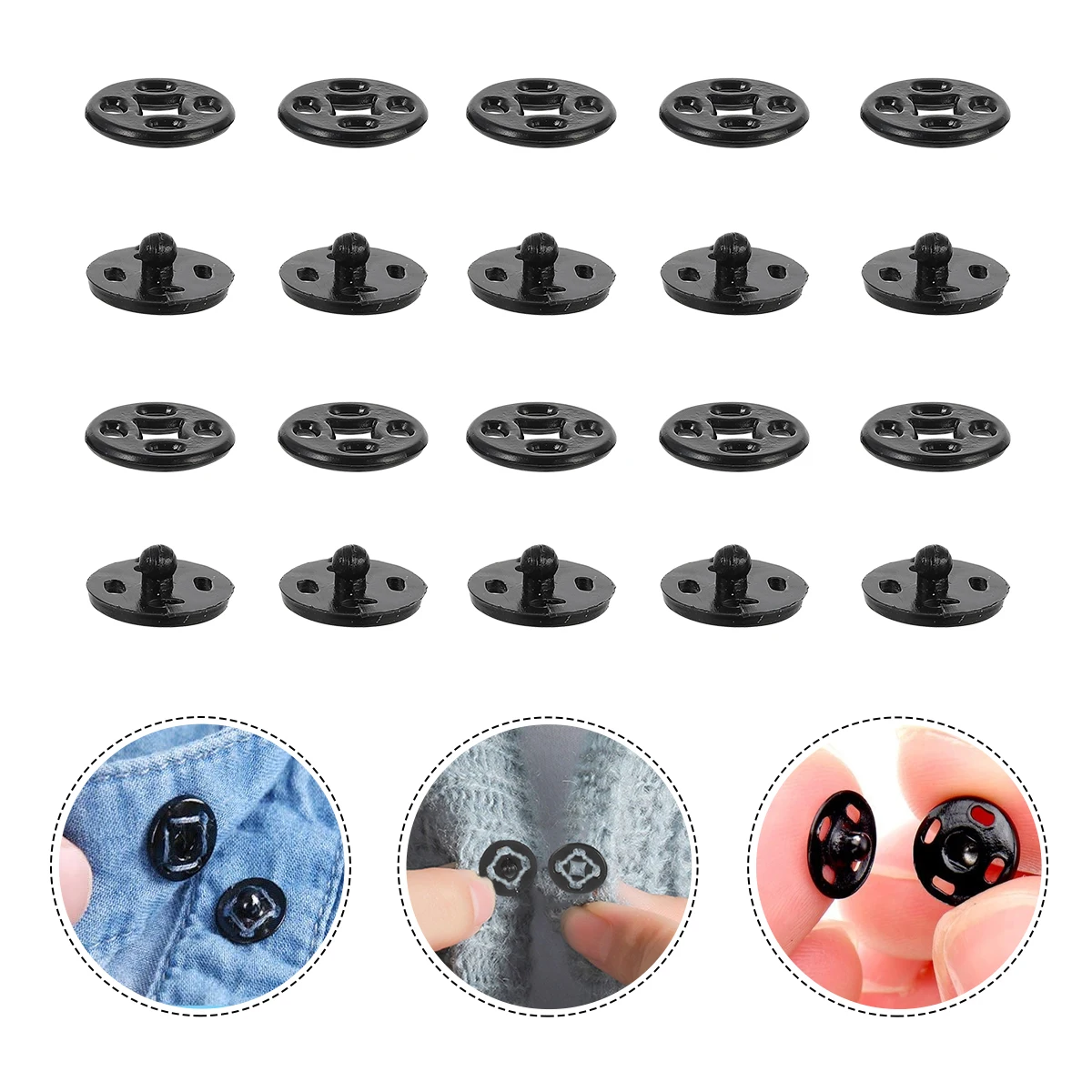 

1000Pcs Plastic Shirt Button Transparent Invisible Clothes Snaps Black 10Mm Sewing Scrapbooking Handmade Crafts