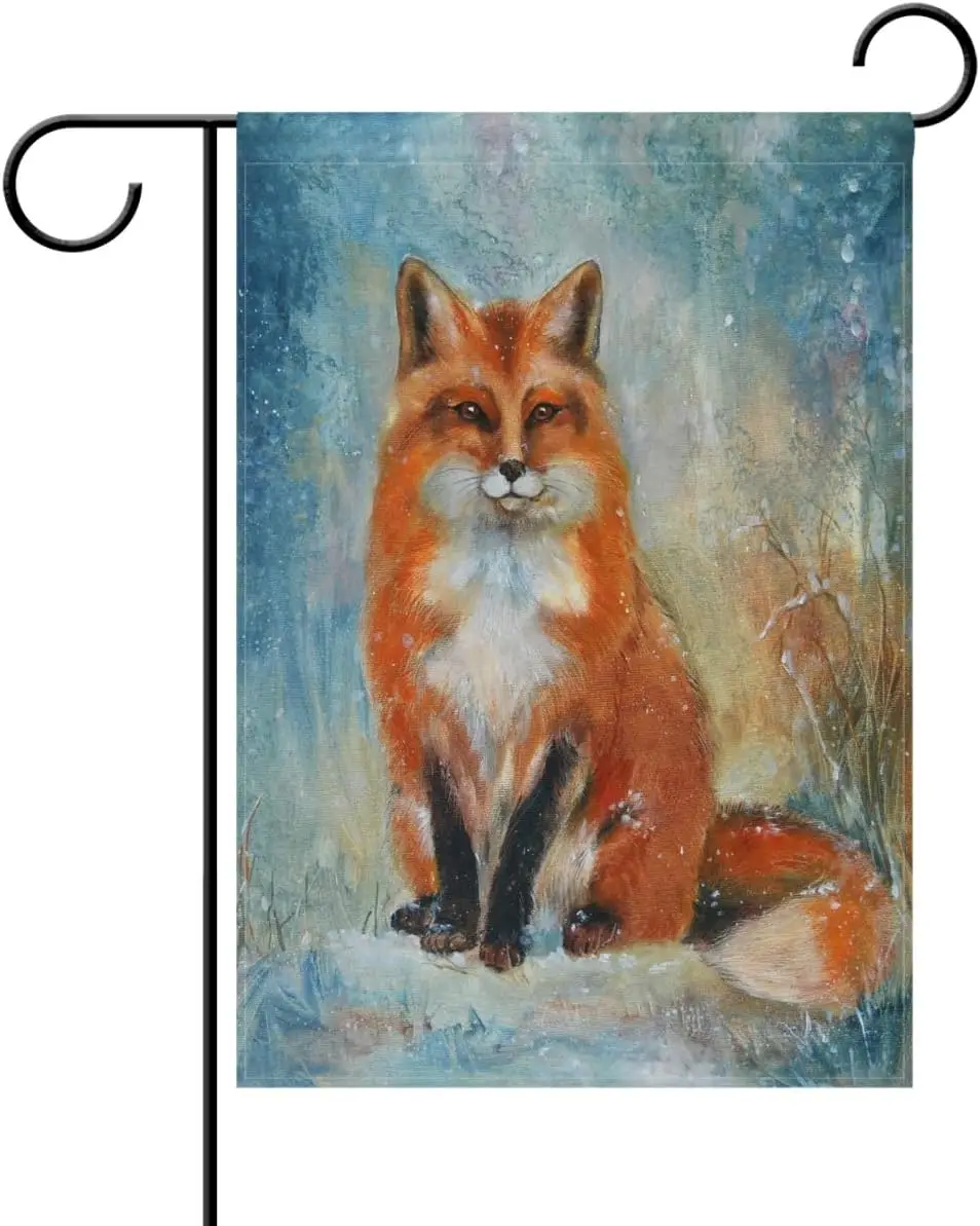 Yochoice ALAZA Vintage Forest Little Fox Polyester Garden Flag House Banner 12 x 18 inch, Two Sided Welcome Yard Decoration Flag