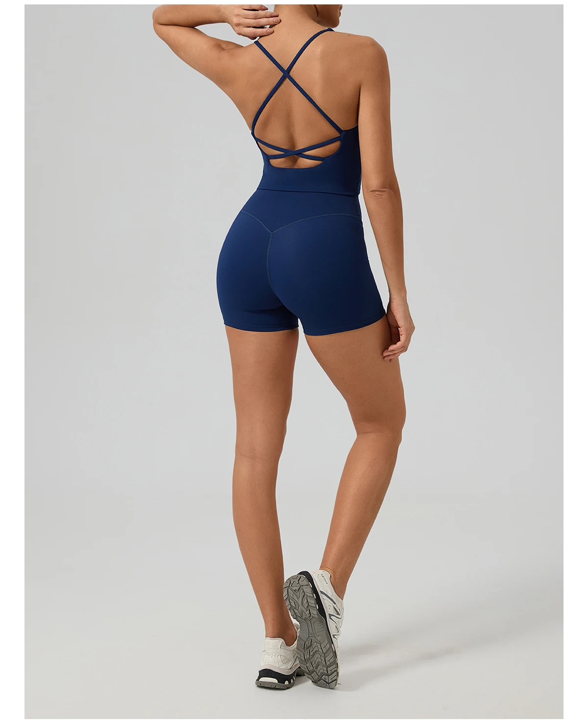 Hearuisavy Sports Tank Top Fitness Set 2Pcs Women Cross-Back Quick Dry Workout Vest Breathable High Waisted Tight Yoga Shorts