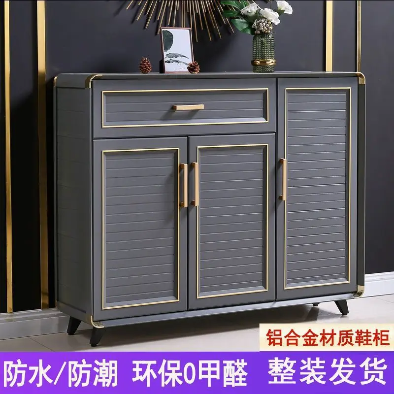 Aluminum Alloy Shoe Cabinet Household Modern Simple Balcony Outdoor Waterproof Sunscreen Simple Honeycomb 000 Aluminum Locker