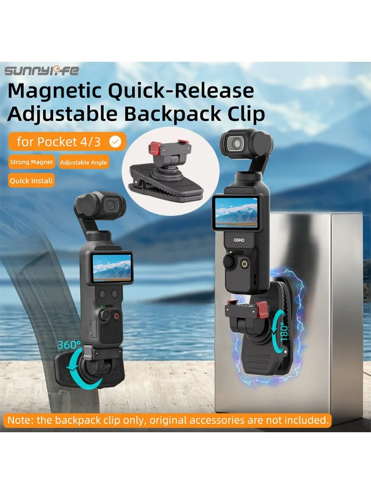 AliExpress Ykoree Magnetic Holder Backpack Clip Mount for DJI OSMO Pocket 4/3 Rotatable Hands-Free For Vlogging Cycling Gimbal Accessories