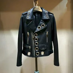 Faux Leather Coats Women 2025 Spring Autumn Trendy Jacket Fashion Design Metal Ring PU Leather Coat Women's Short Jackets Tops