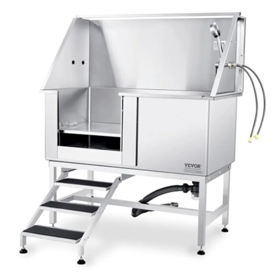 

Профессиональная ванна для груминга собак из нержавеющей стали с лестницей, дозатором для мыла и краном, 50 предметов в комплекте