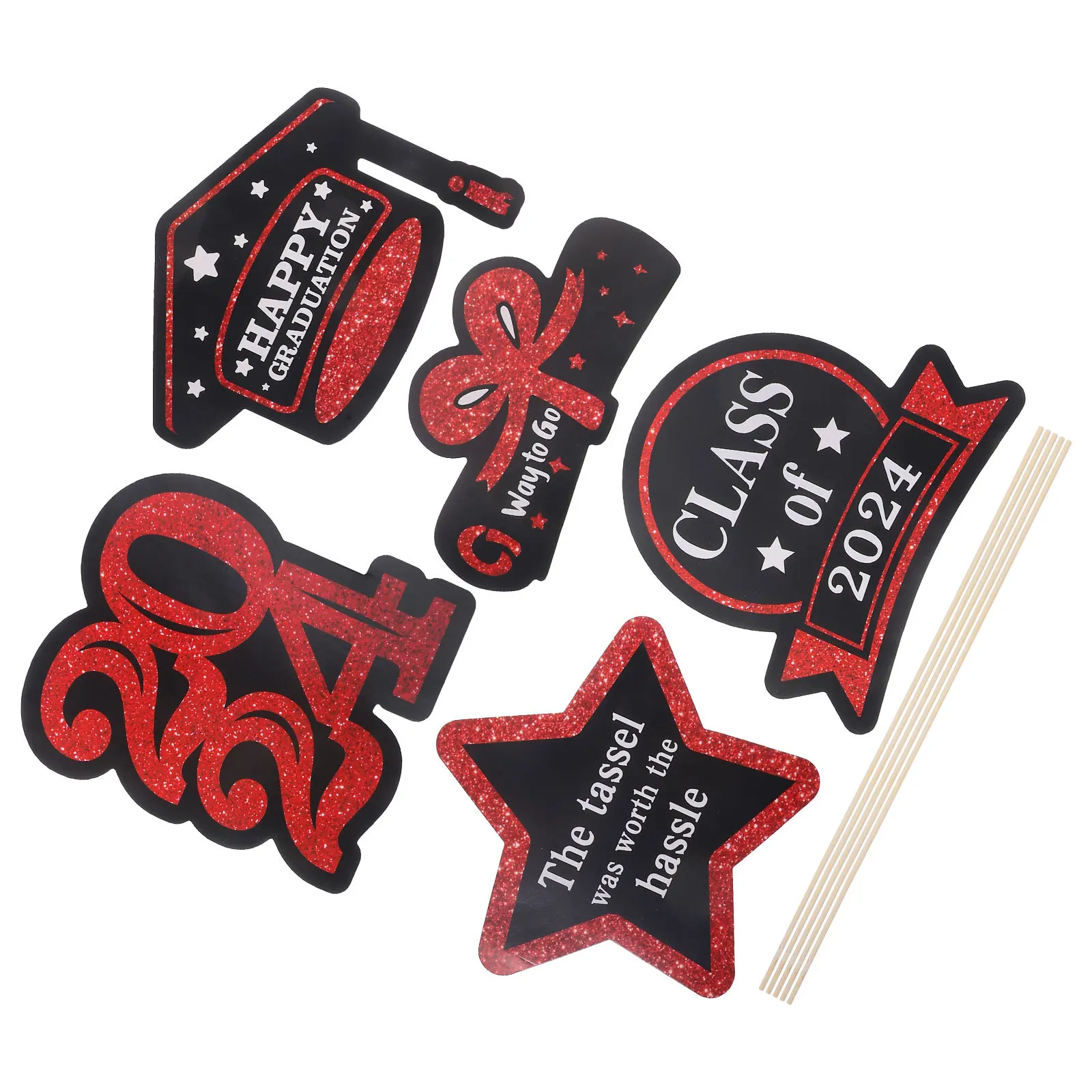 

5Packs Graduation Vase Insert Cards of 2024 Party Decor Graduation Photo Props Flower Vase Decorations