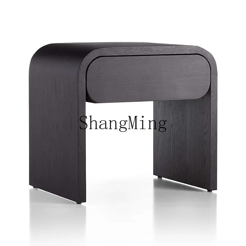 

CL bedside table black modern light luxury storage bedside retro storage small cabinet