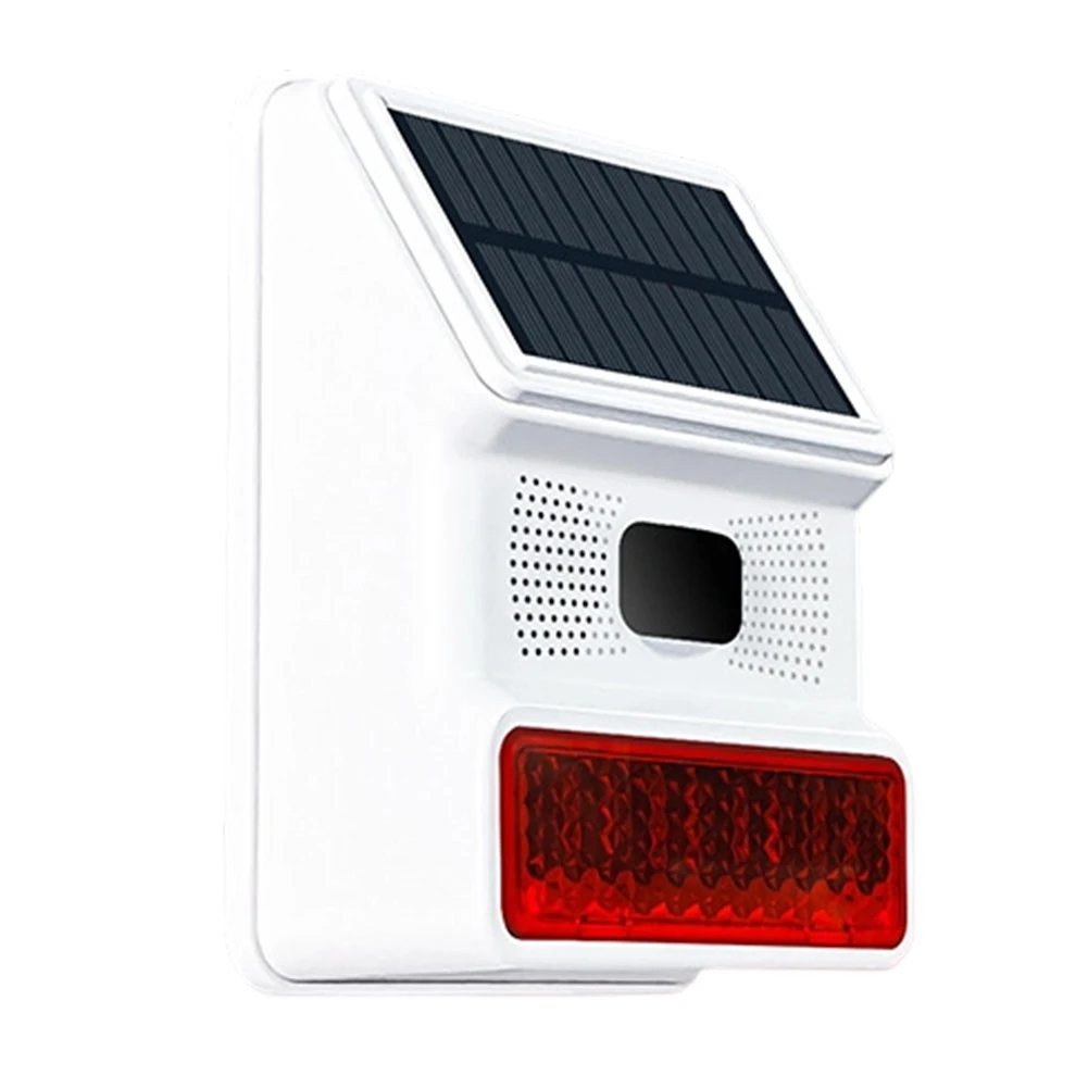 Wireless 433MHz Solar Powered Sound Light Alarm Outdoor Security Siren Flashing Strobe-Horn For Home Garden Protection System