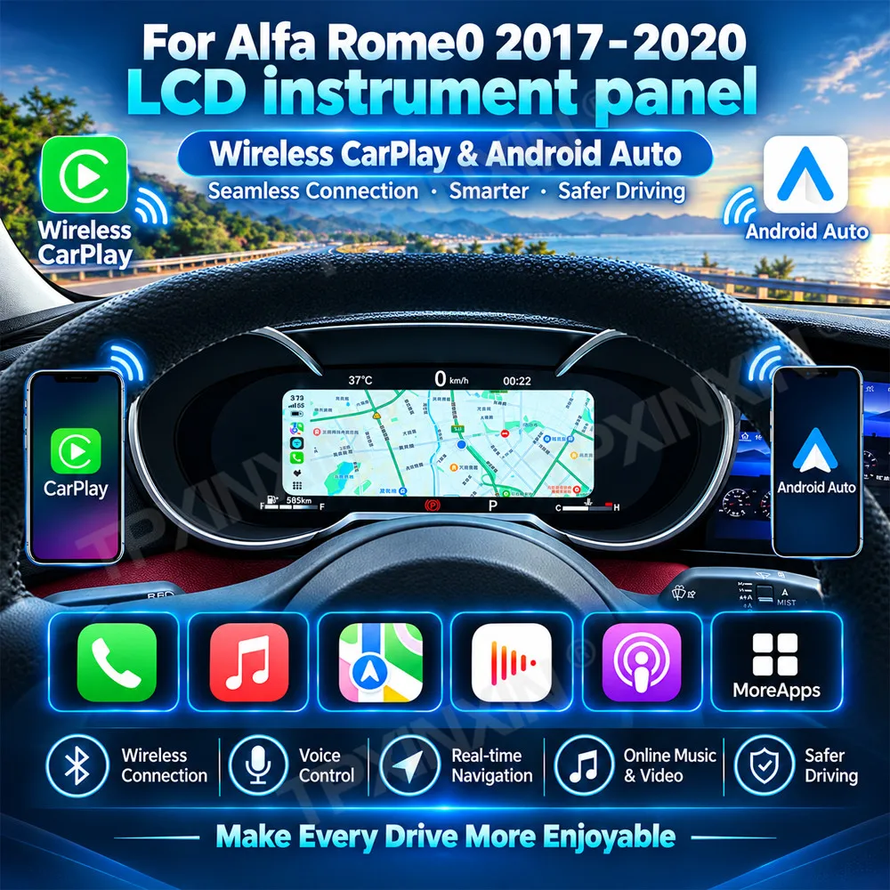 Digital Full LCD Instrument Cluster Speedometer For Alfa Romeo 2017-2020 With CarPlay Car Dashboard Panel