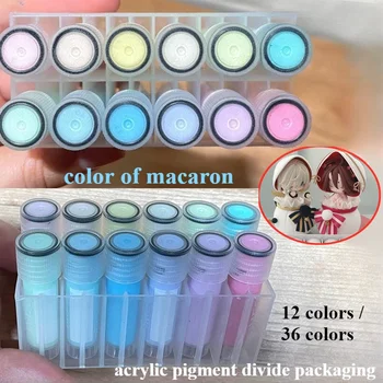 마카롱 아크릴 안료 세트, 서브 패키지 염료 지연 건조제, DIY 클레이 모델 페이스 틴트 드로잉 재료, 튜브 당 2ml 