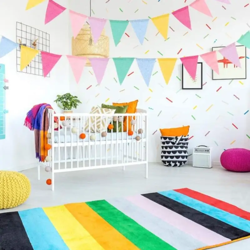Vintage Colorful Burlap Linen Bunting Flags Pennant For Happy Birthday Party Wedding Decoration Candy Bar Party Garland Decor