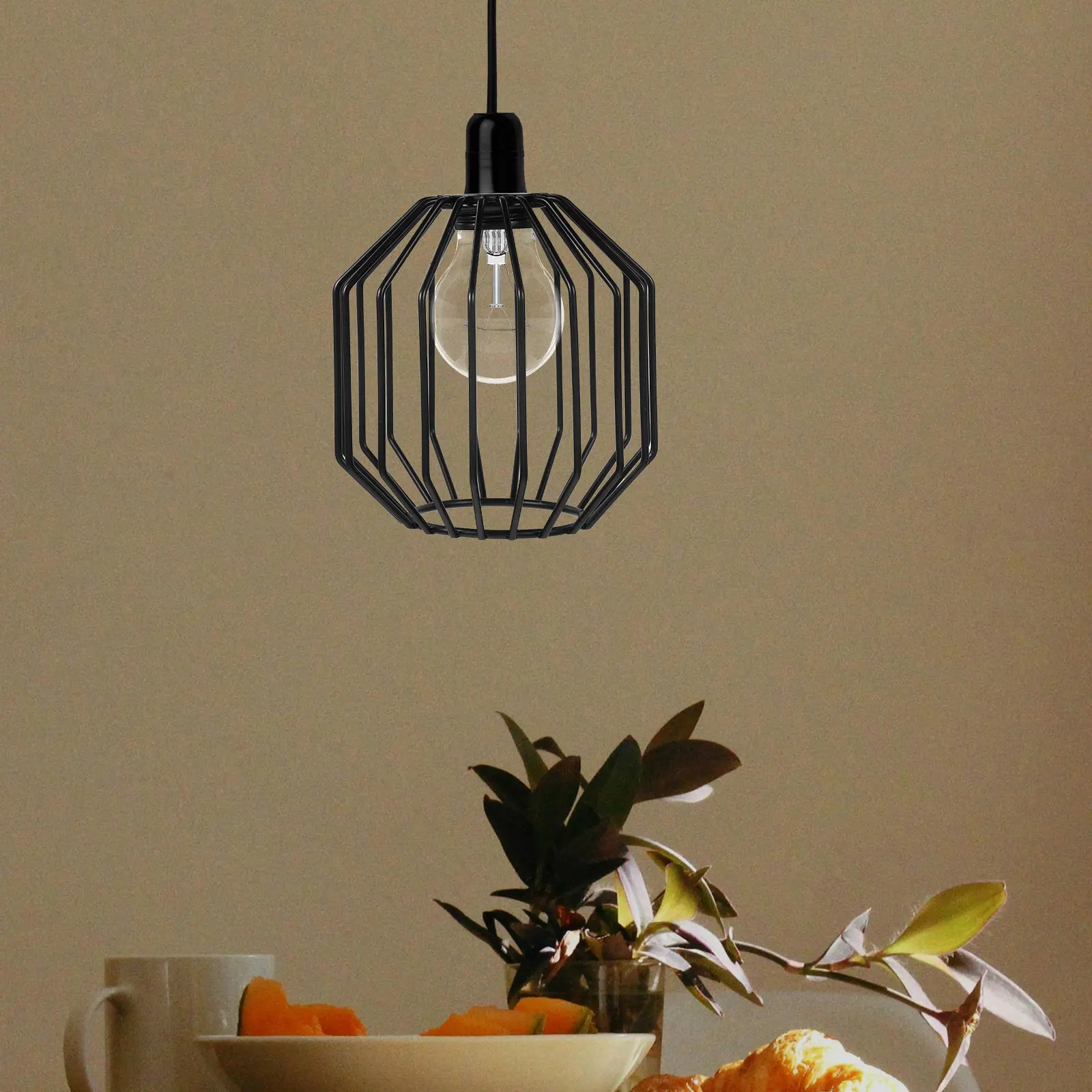 

2Pcs Vintage Iron Wire Birdcage Lampshade Rustic Metal Cage Pendant Lampshade Replacement Industrial Hanging Light Cover