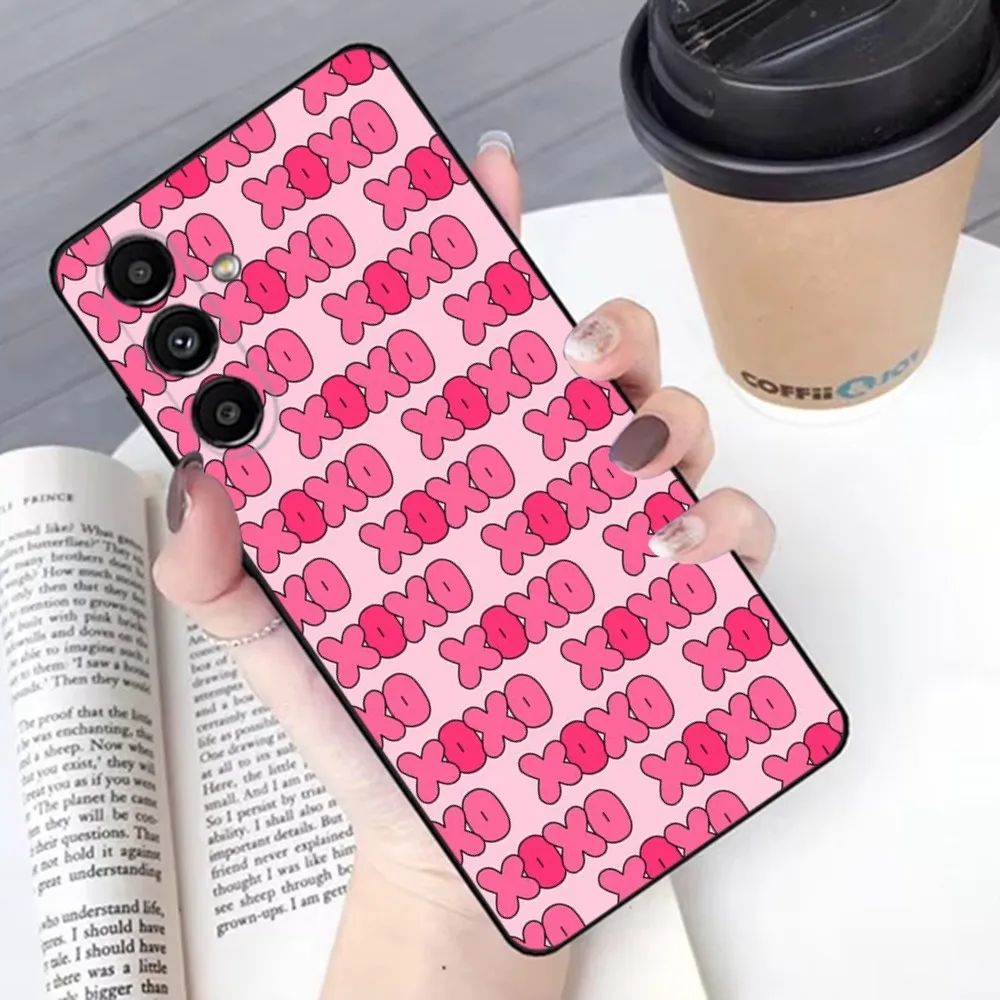 Kisses Valentine X-Xoxo- Phone Case For Samsung S24,23,22,30,21,10,9,Ultra,Plus,Lite,FE,Soft Silicone Black Cover