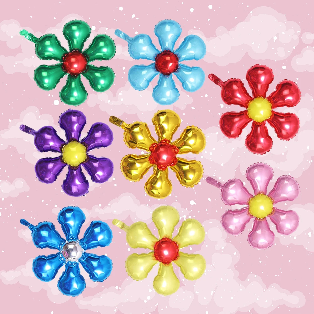 

8pcs Flower Shaped Aluminum Foil Balloons Set Colorful Party Balloons Reusable Decorations Christmas Birthday Wedding