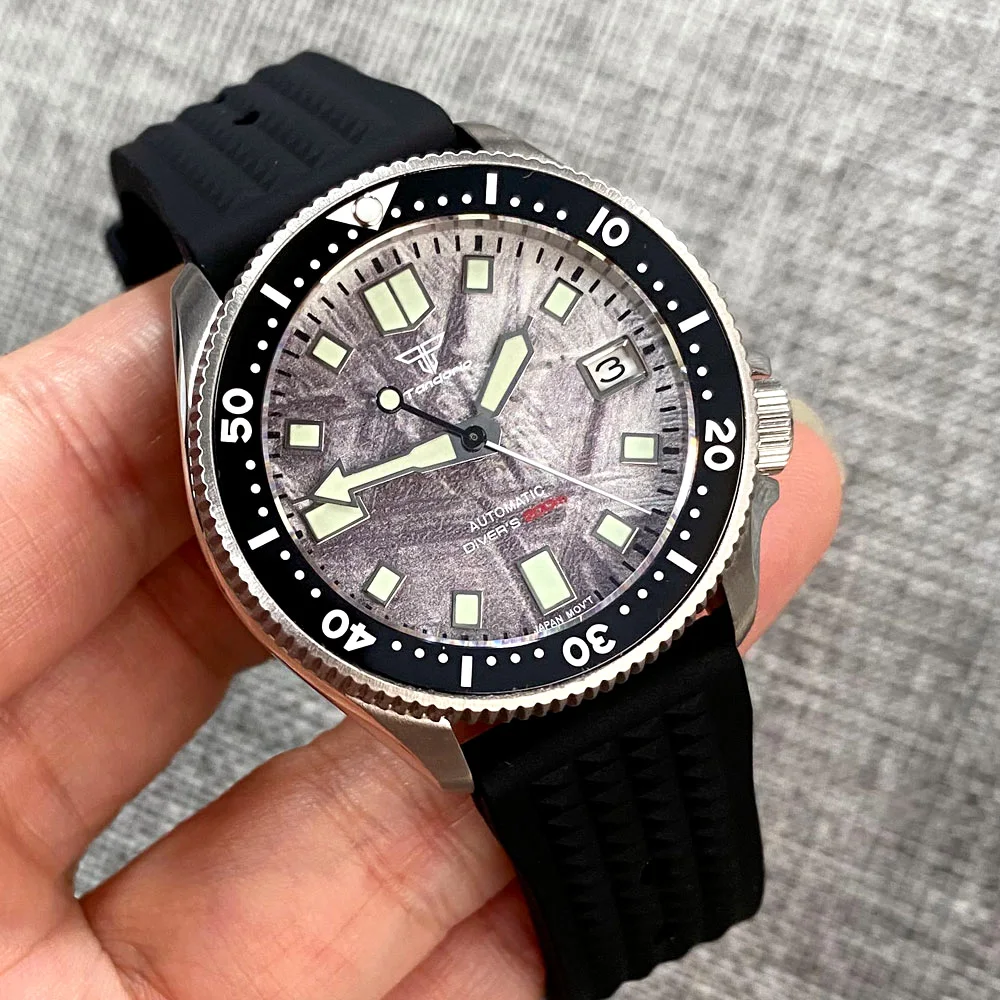 Meteorite Dial 37mm Mini Lady Steel Mechanical Watches NH35 Movt 3.8 Crown Rotating Bezel Sapphire Crystal Rejor Sport