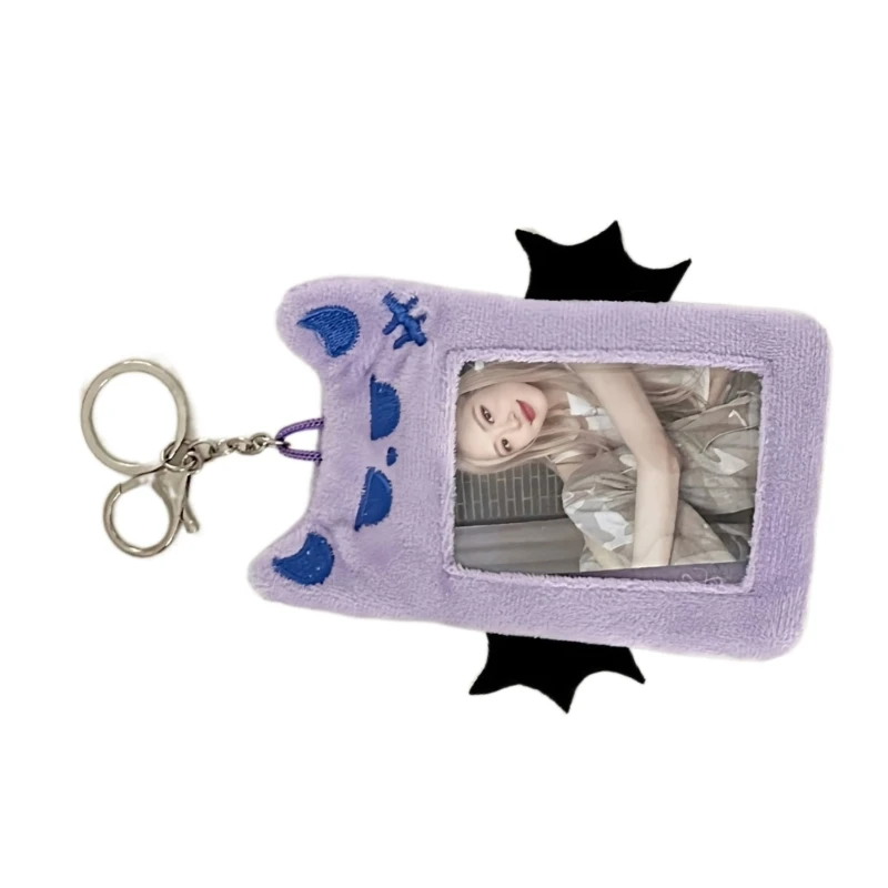 Versatile Bat Plush Card Case Photocard Keychain Charm for Card Collectors