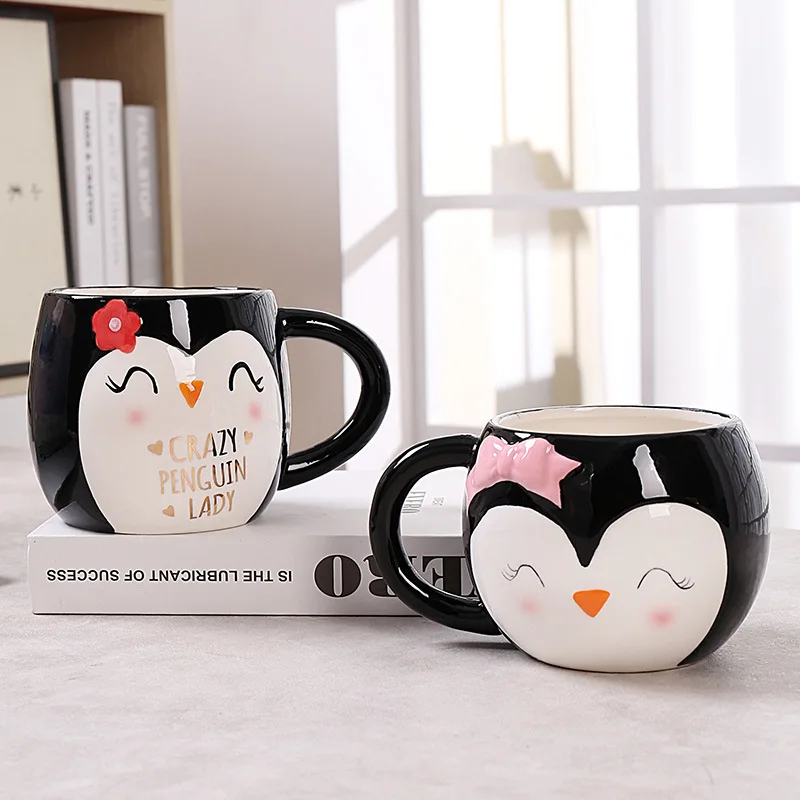 Cartoon Ceramic Cup Penguin Shaped Mug Cute Penguin Milk Cartoon Office Cups Drinkware Christmas Gift