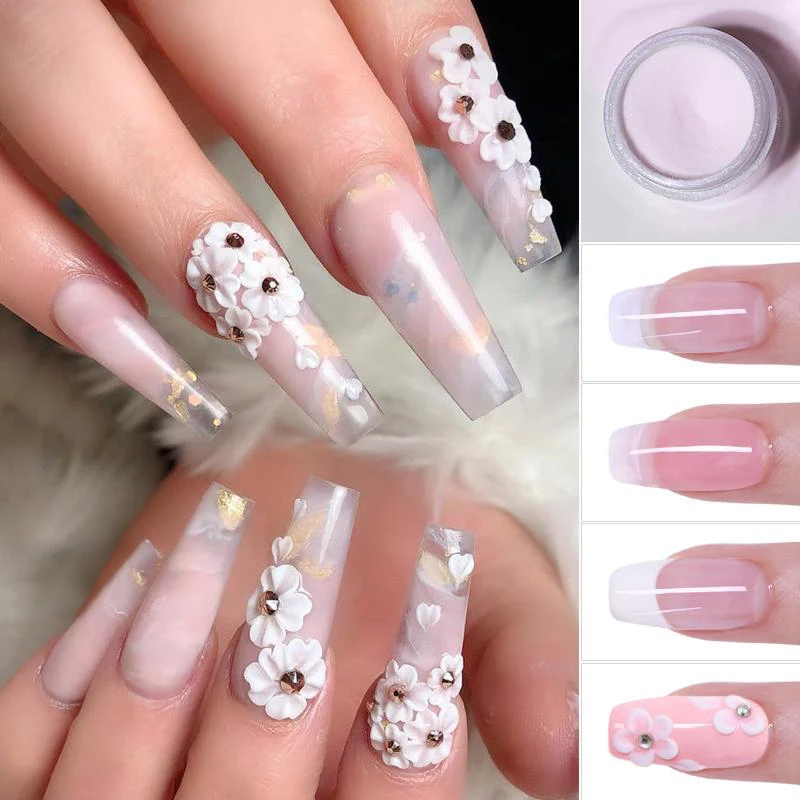 BORN PRETTY Acrylic Powder 30/10g Clear White Pink Acrylic Nail Professional Polymer for French Nail Extension No Need Lamp Cure