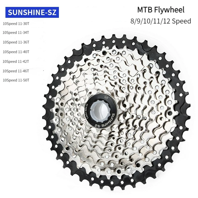 SUNSHINE Bicycle Cassette 8 9 10 11 12 Speed MTB Bicycle Freewheel 11-46 50T Bicycle Sprocket HyperGlide System for Shimano/SRAM