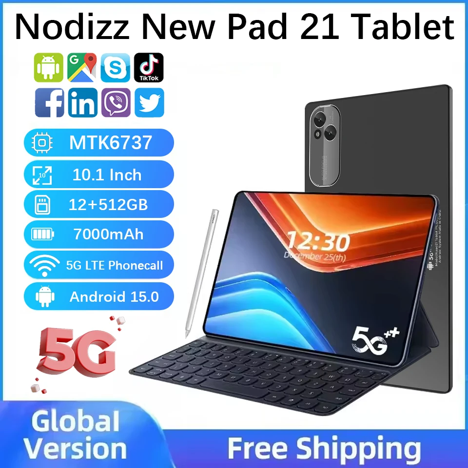 

2025 New Global Version Pad 19 11" Tablet Android 12 12GB 512GB 5000mAh 5G Dual WiFi Phone Call Google Play Portable Tablet PC