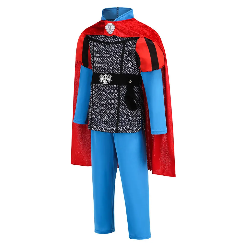 Boys Philip Prince Costume Kids Medieval Knight Royal Outfit with Cape Crown Scepter Rose for Halloween Birthday Party Cosplay