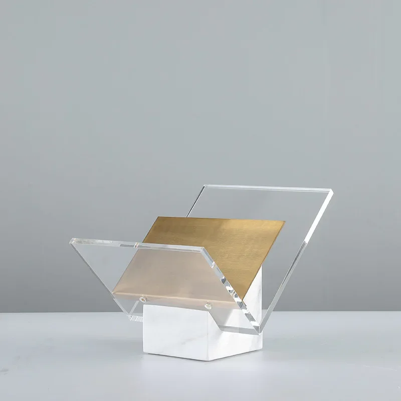 Modern simple marble newspaper rack rack decoration modern acrylic study model room home decoration