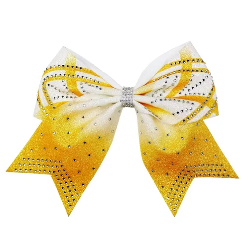 Imagen 2 del producto 12 unids/lote, lazo de animación de diamantes sublimado personalizado, venta al por mayor, diseño de cristal de diamantes de imitación para bolsa de animadora y ropa de gimnasia