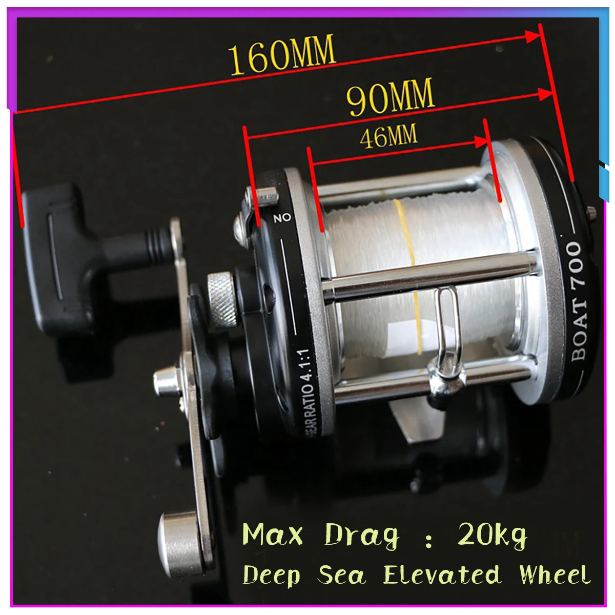 2 BB maximum resistance 20kg with fishing line deepsea special elevated Reel drum boat fishing Reel jigging reel Casting Reel