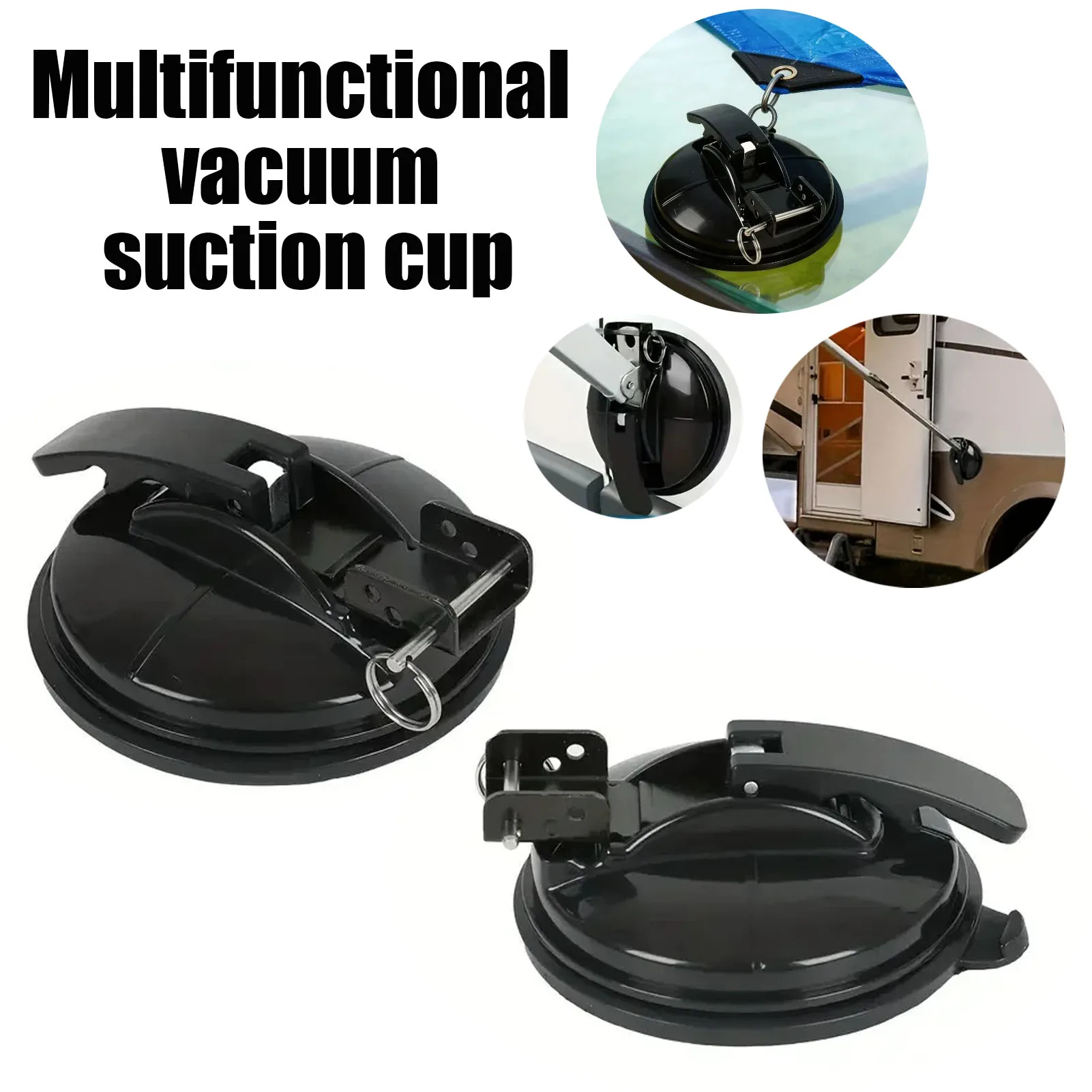 

1/2 Piece Black RV Vacuum Suction Cup Hook Camper Tarp Bracket Outdoor Travel Awning Fixed Awning Lock Accessories Suction Cup