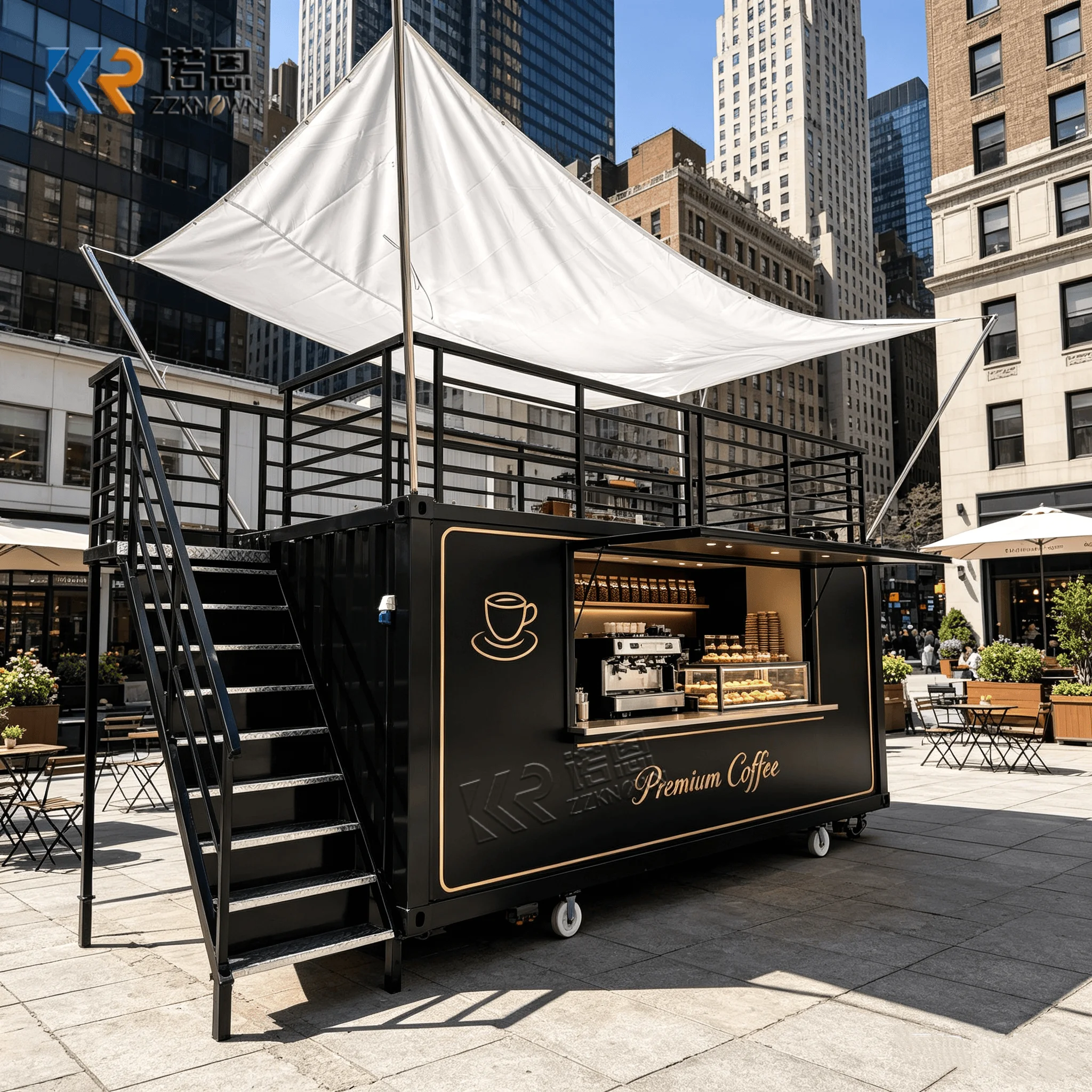 Vintage Medium Ice Cream Food Truck Trailer Outdoor Street Mobile Food Trailer Fast Food Truck with Full Kitchen