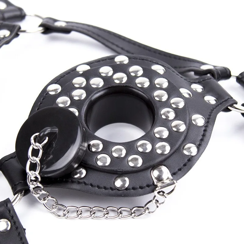 Couple Funnel Gag Harness BDSM Bondage Gags Sex Toy Detachable Mouth Hole Women Oral Sex Mask Mouth Restraint 18+ Fetish Toys view 6