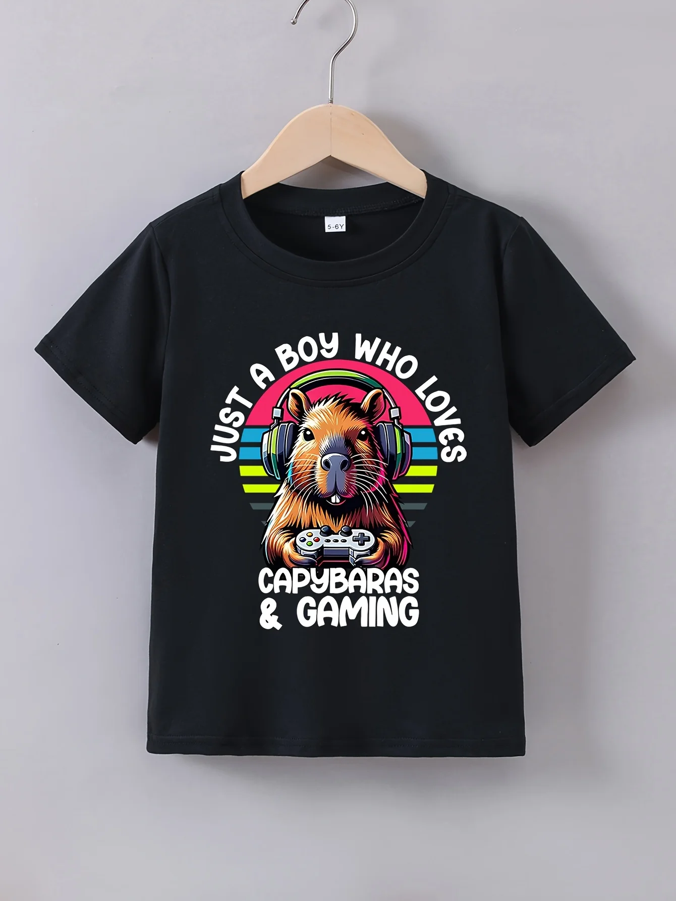 Boys Summer Crew‑Neck Short‑Sleeve T‑Shirt, Cartoon 